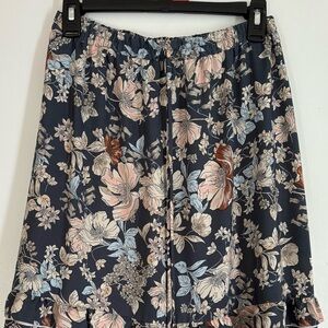 Floral Maxi Skirt - Blue and Cream